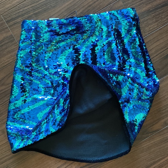 Sequin short skirt blue/green - Picture 11 of 12